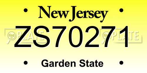 ZS70271 New Jersey License Plate