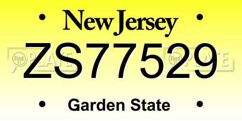 ZS77529 New Jersey License Plate