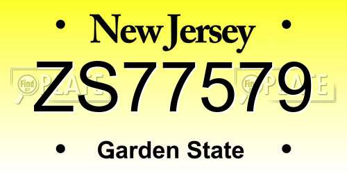 ZS77579 New Jersey License Plate