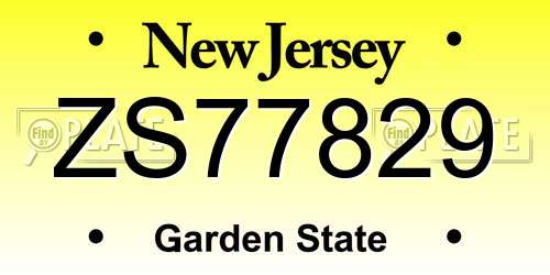 ZS77829 New Jersey License Plate