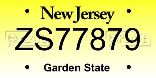 ZS77879 New Jersey License Plate