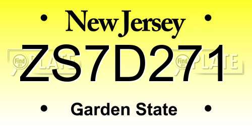 ZS7D271 New Jersey License Plate
