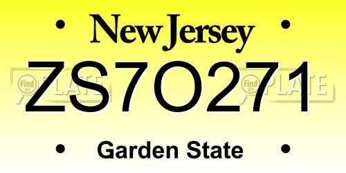 ZS7O271 New Jersey License Plate