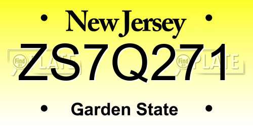 ZS7Q271 New Jersey License Plate