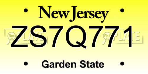 ZS7Q771 New Jersey License Plate