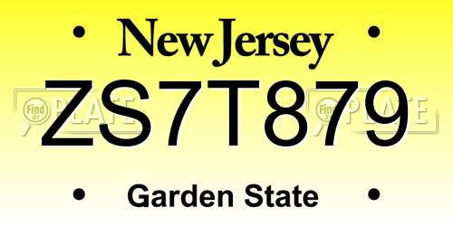 ZS7T879 New Jersey License Plate