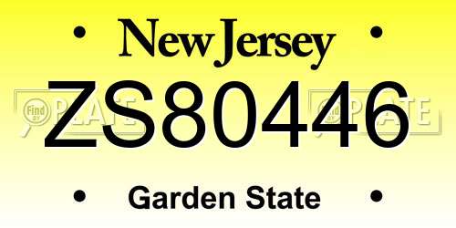 ZS80446 New Jersey License Plate