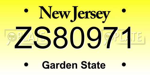 ZS80971 New Jersey License Plate