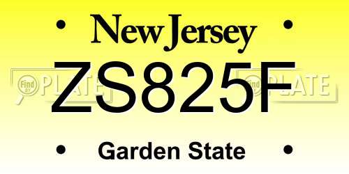 ZS825F New Jersey License Plate