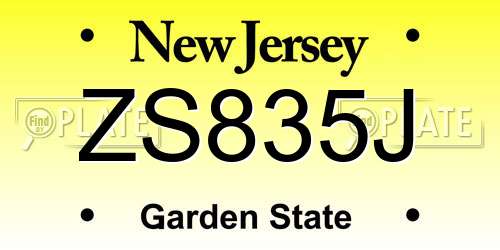 ZS835J New Jersey License Plate