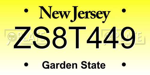 ZS8T449 New Jersey License Plate