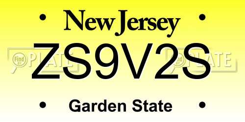 ZS9V2S New Jersey License Plate