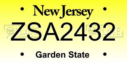 ZSA2432 New Jersey License Plate