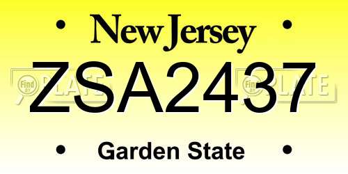 ZSA2437 New Jersey License Plate