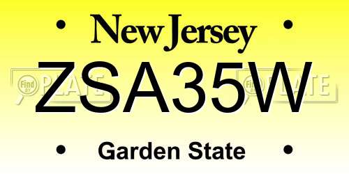 ZSA35W New Jersey License Plate