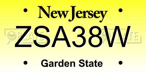 ZSA38W New Jersey License Plate