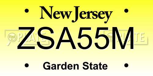 ZSA55M New Jersey License Plate