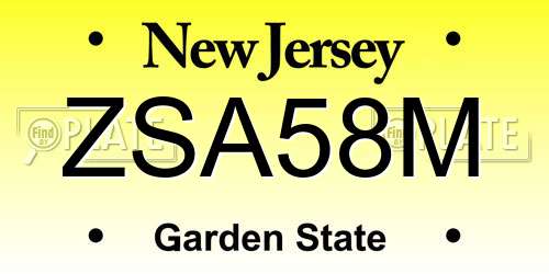 ZSA58M New Jersey License Plate
