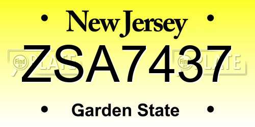 ZSA7437 New Jersey License Plate