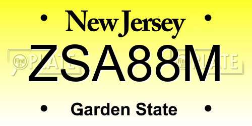 ZSA88M New Jersey License Plate