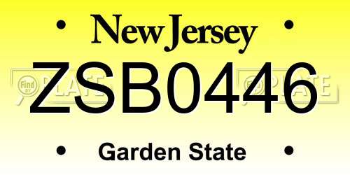 ZSB0446 New Jersey License Plate