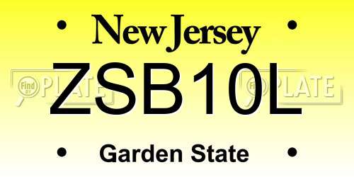 ZSB10L New Jersey License Plate
