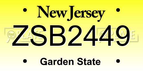 ZSB2449 New Jersey License Plate