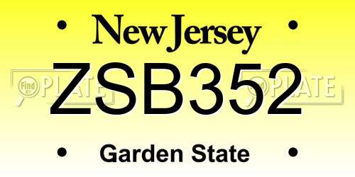 ZSB352 New Jersey License Plate