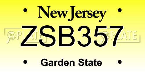 ZSB357 New Jersey License Plate