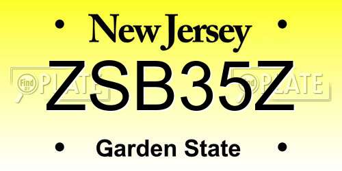 ZSB35Z New Jersey License Plate