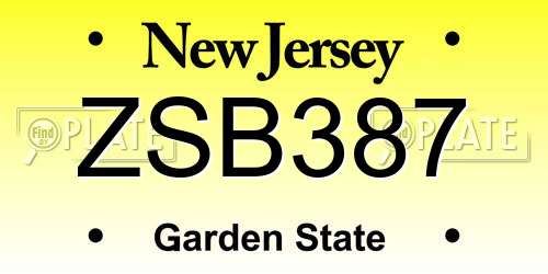 ZSB387 New Jersey License Plate