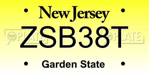 ZSB38T New Jersey License Plate
