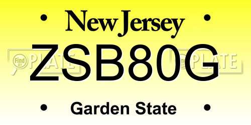 ZSB80G New Jersey License Plate