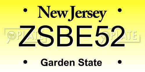 ZSBE52 New Jersey License Plate