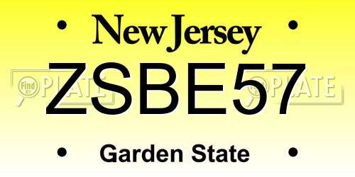 ZSBE57 New Jersey License Plate
