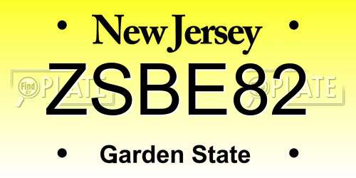 ZSBE82 New Jersey License Plate