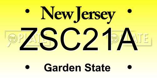 ZSC21A New Jersey License Plate