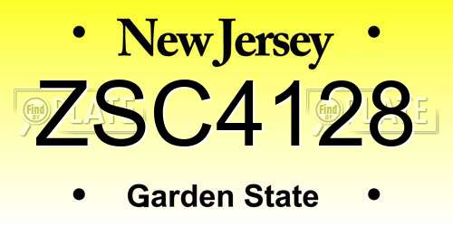 ZSC4128 New Jersey License Plate