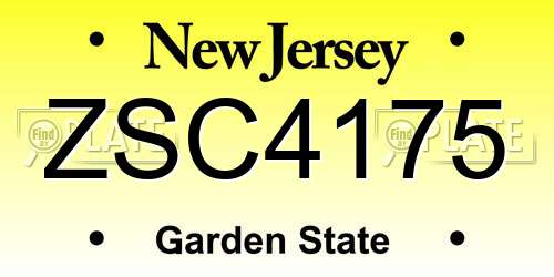 ZSC4175 New Jersey License Plate