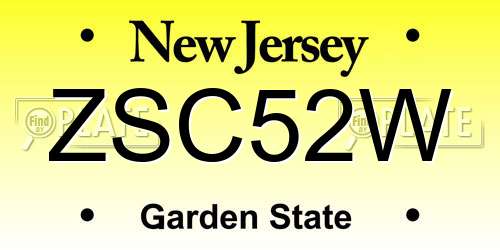ZSC52W New Jersey License Plate