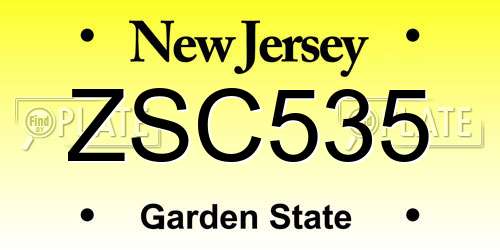 ZSC535 New Jersey License Plate