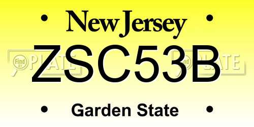ZSC53B New Jersey License Plate