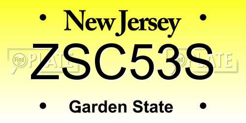 ZSC53S New Jersey License Plate