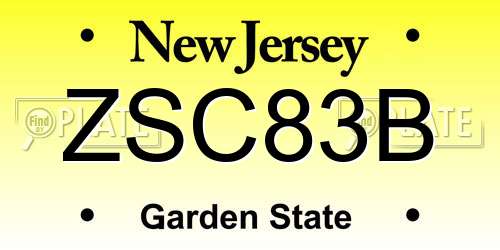 ZSC83B New Jersey License Plate