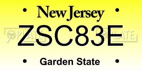 ZSC83E New Jersey License Plate