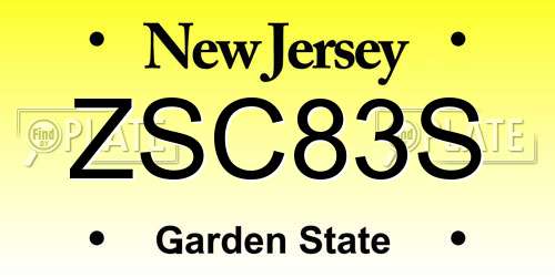 ZSC83S New Jersey License Plate