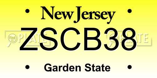 ZSCB38 New Jersey License Plate