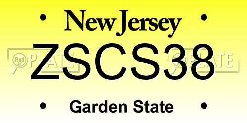ZSCS38 New Jersey License Plate
