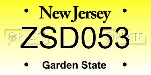 ZSD053 New Jersey License Plate