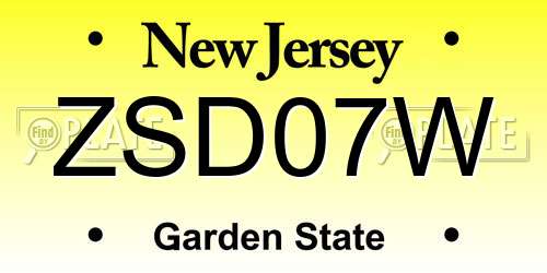 ZSD07W New Jersey License Plate